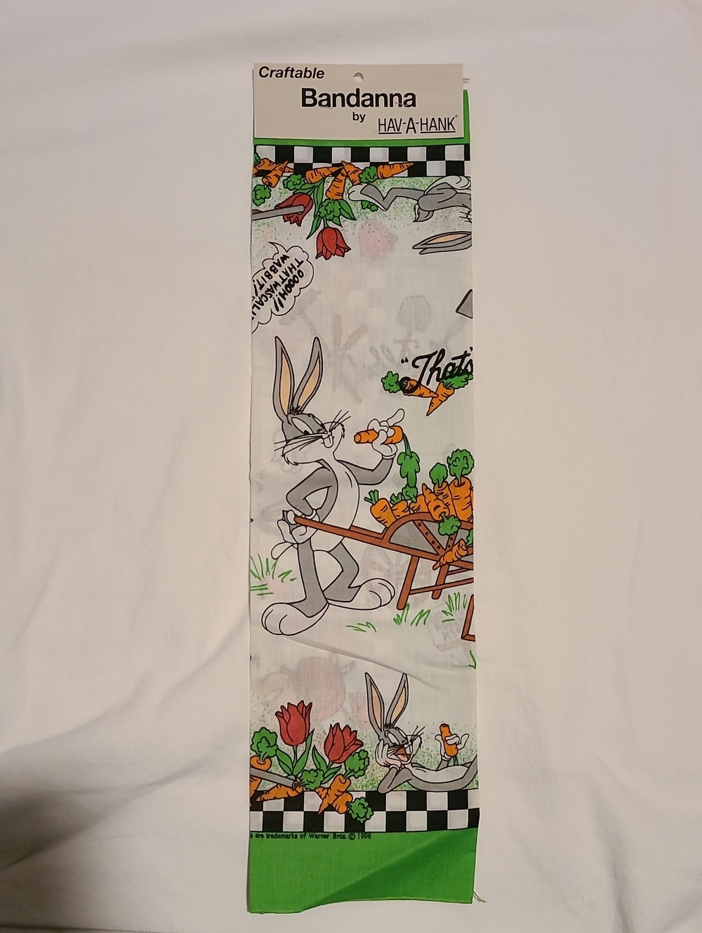 Vintage Looney Tunes Bugs Bunny Elner Fudd Bandana, NWT 1996 Warner Bros USA